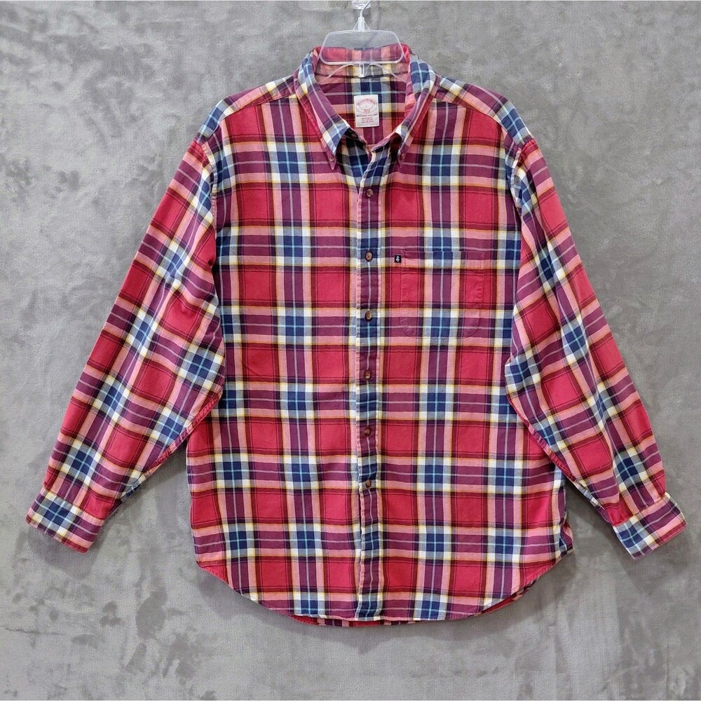 Brooks Brothers 346 Flannel Cotton Button Down Shirt Men's Large Chest Pocket